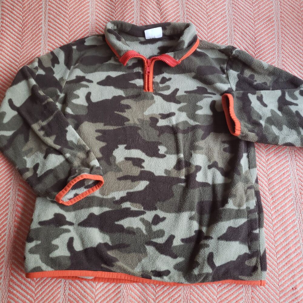 Crazy 8 Boy's Camo 1/4 Zip Pullover Fleece Jacket Sz 7-8 Outdoors/Back to School